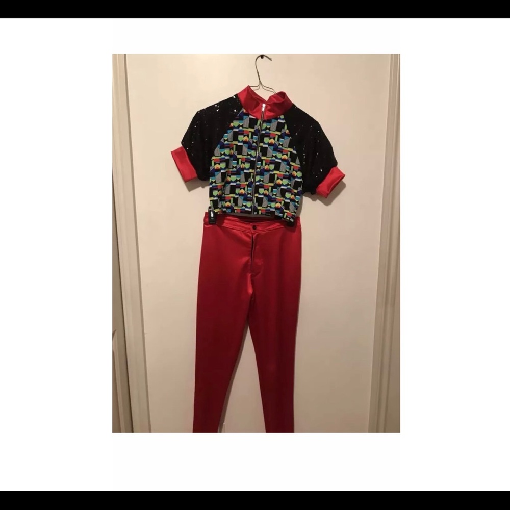 Red Pants Women Adult Small Hip Hop Dance Costume